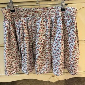 Floral Print Denim and Supply Women's Mini Skirt with Elastic Waist Size Large